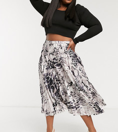 Атласная плиссированная юбка миди ASOS DESIGN Curve-Мульти