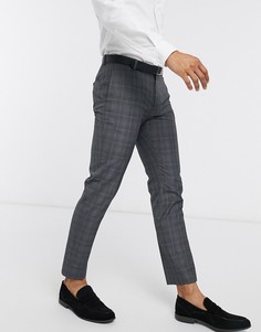 Серо-синие брюки скинни в клетку Burton Menswear-Серый