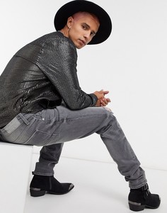 Серые джинсы скинни с рваными коленями ASOS DESIGN-Серый