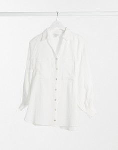 Белая хлопковая рубашка Topshop-Белый