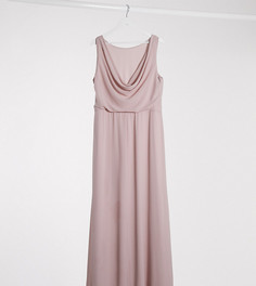 Розовое платье макси с драпировкой TFNC Plus bridesmaid-Розовый