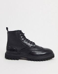 Черные ботинки-броги из искусственной кожи ASOS DESIGN-Черный