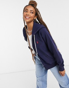 Темно-синий худи на молнии Polo Ralph Lauren