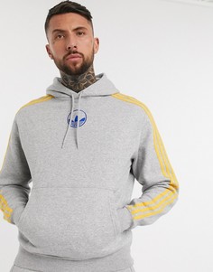 Худи серого цвета с логотипом-трилистником adidas Originals-Серый