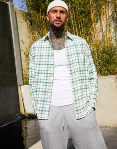Фланелевая oversized-рубашка в клетку в стиле 90-х ASOS DESIGN-Зеленый
