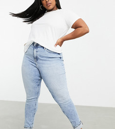 Голубые джинсы скинни с завышенной талией Calvin Klein Jeans Plus-Синий