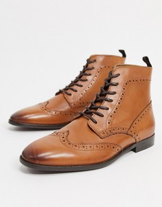 Светло-коричневые кожаные ботинки-броги ASOS DESIGN-Светло-коричневый