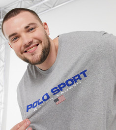 Серая футболка с логотипом Polo Ralph Lauren Big & Tall-Серый