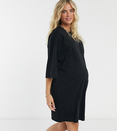 Платье-футболка в стиле oversized с карманом ASOS DESIGN Maternity​​​​​​​-Черный