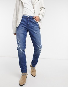 Темно-синие джинсы скинни из ткани плотностью 12,5 унций ASOS DESIGN-Синий