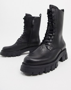 Черные ботинки на массивной подошве со шнуровкой Ash-Черный