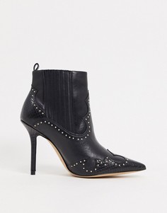Черные ботильоны на каблуке с заклепками ALDO-Черный