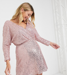 Нежно-розовое платье мини Club L London Maternity-Розовый