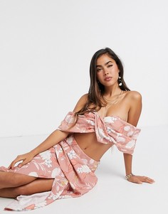 Драпированная юбка миди с цветочным принтом ASOS EDITION-Мульти