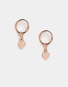 Розово-золотистые серьги-кольца с миниатюрным сердцем Ted Baker-Золотой