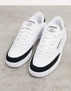 Белые кроссовки с черной замшевой отделкой Reebok Club C 85-Черный
