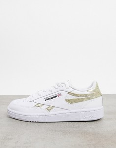 Белые кроссовки с золотистой отделкой Reebok Club C Revenge-Белый