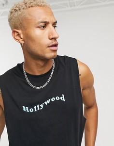 Майка с вышитой надписью "Hollywood" Urban Threads-Черный