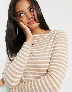 Светло-бежевый лонгслив в полоску ASOS DESIGN-Мульти