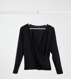 Черный топ с запахом ASOS DESIGN Curve