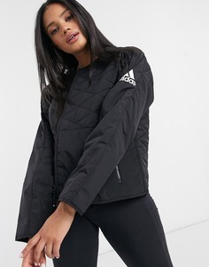 Черная стеганая куртка с логотипом adidas Training-Черный
