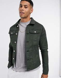 Темно-зеленая джинсовая куртка River Island-Зеленый