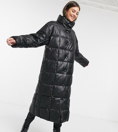 Черное длинное стеганое пальто ASOS DESIGN Tall-Черный