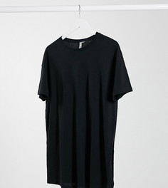 Черная длинная фактурная футболка с разрезами ASOS DESIGN Maternity-Черный