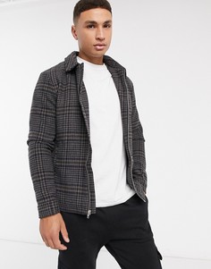 Куртка в клетку на сквозной молнии New look-Серый