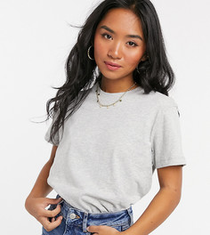 Серая меланжевая футболка из органического хлопка с круглым вырезом ASOS DESIGN Petite-Серый