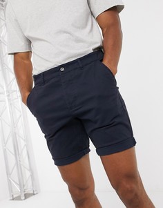 Темно-синие шорты чиносы скинни ASOS DESIGN-Темно-синий
