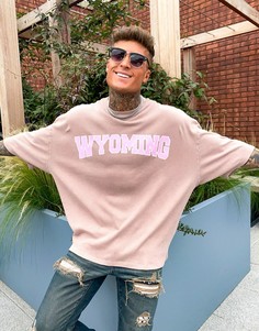 Фиолетовая футболка в стиле oversized с принтом ASOS DESIGN-Фиолетовый