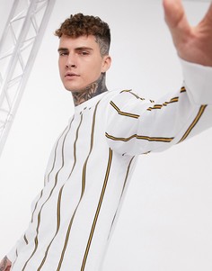 Белый лонгслив в полоску Topman