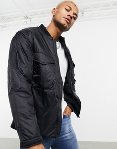 Черный пуховик с карманами ASOS DESIGN