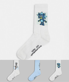 3 пары спортивных носков с принтом ASOS DESIGN-Мульти