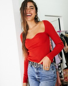 Красный джемпер с вырезом сердечком ASOS DESIGN-Синий