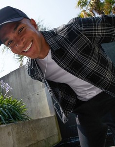 Черно-белая рубашка классического кроя в клетку ASOS DESIGN-Черный