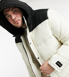 Светло-бежевый пуховик колор блок ASOS Plus Unrvlld Supply-Кремовый