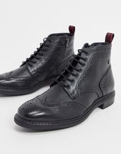 Черные кожаные ботинки-броги Base London-Черный