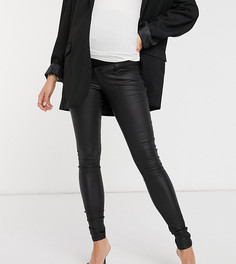 Черные джинсы с посадкой над животом и покрытием Mamalicious Maternity-Черный Mama.Licious