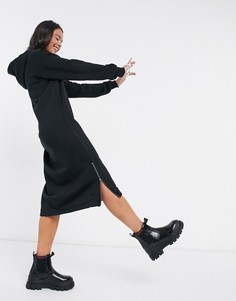 Черное платье-свитшот миди с капюшоном Noisy May-Черный