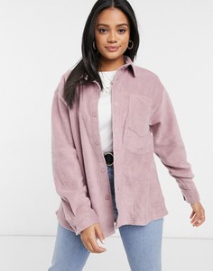 Куртка-рубашка в стиле oversized из флиса ASOS DESIGN-Розовый