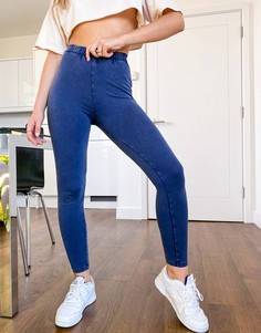 Синие леггинсы с эффектом кислотной стирки ASOS DESIGN-Черный