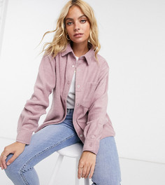 Свободная флисовая куртка в рубашечном стиле ASOS DESIGN Petite-Розовый