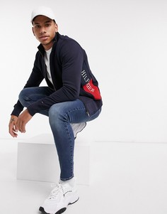 Худи на молнии с узором вязки интарсия Tommy Hilfiger-Темно-синий