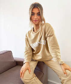 Спортивный костюм песочного цвета с oversized-свитшотом и джоггерами ASOS DESIGN-Бежевый