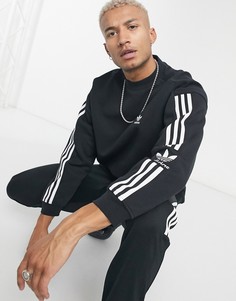 Черный свитшот с 3 фирменными полосками adidas Originals