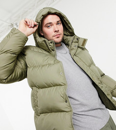 Пуховик хаки с отстегиваемым капюшоном ASOS DESIGN Plus-Зеленый