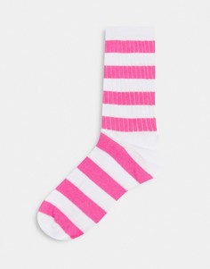 Бело-розовые носки с полосками ASOS DESIGN-Розовый