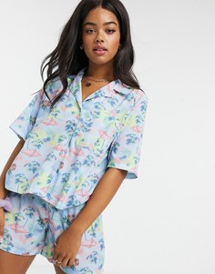 Oversized-рубашка от комплекта с принтом Skinnydip-Синий